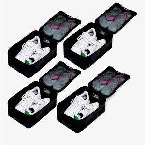 Set of 4 Black Travel Shoe Bags
